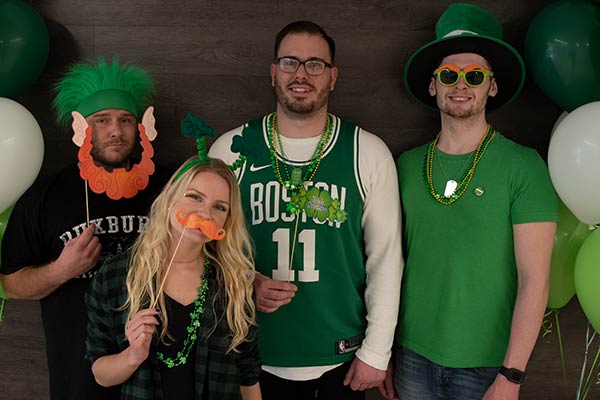 employees celebrating Boston Celtics