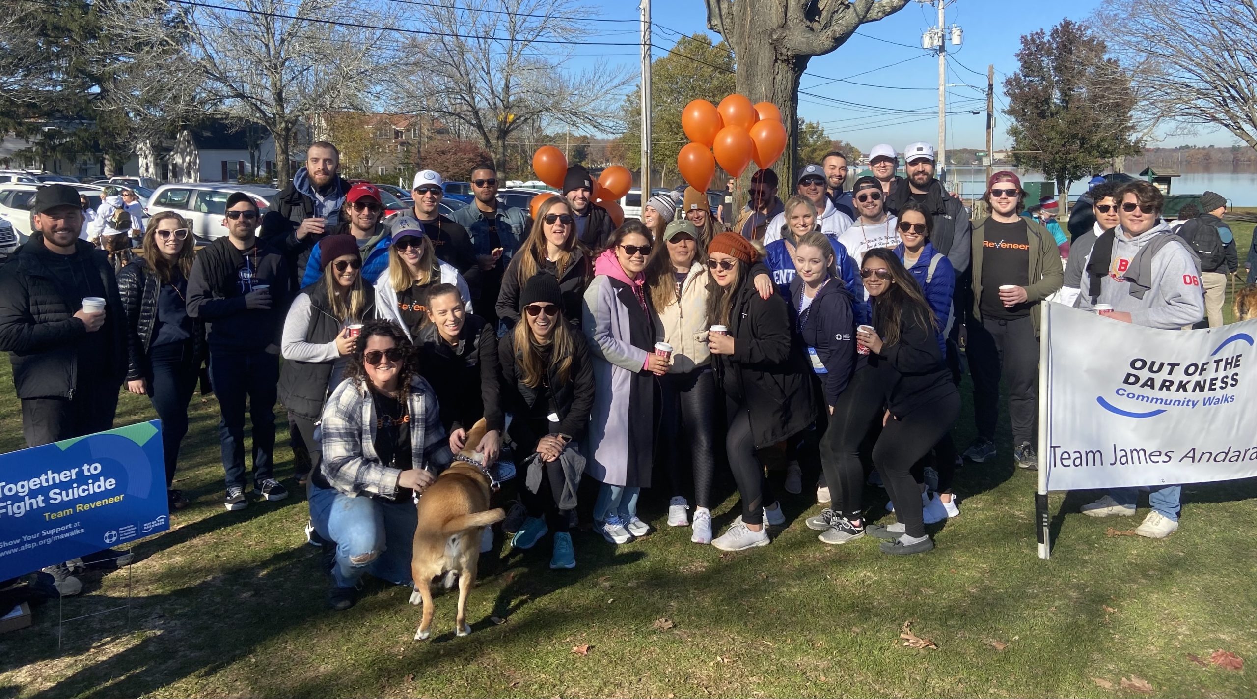 A group of Reveneer employees participating in the Out of Darkness Community Walk